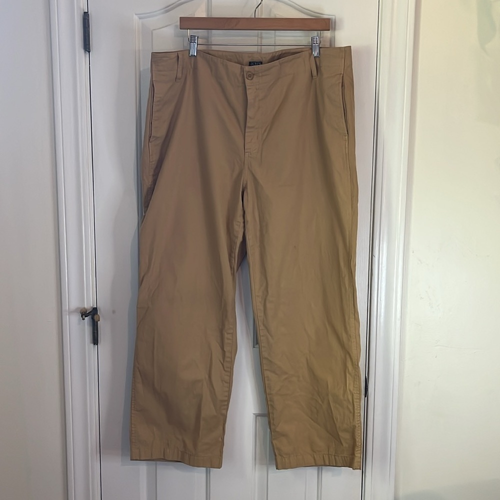 J.Crew | 2023 Sailor Heritage Relaxed Chino Tan Wide Leg Pant Plus Size 34/18 - Picture 5 of 10